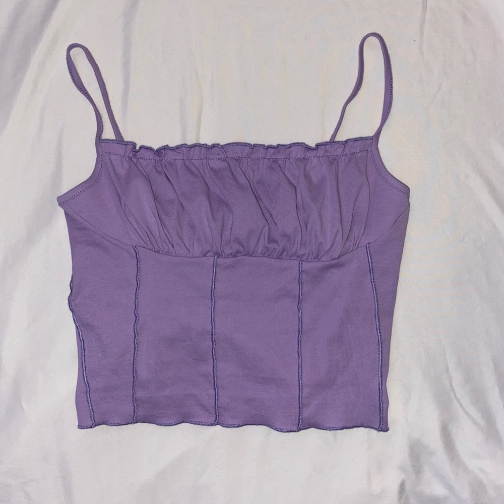 Purple SHEIN fitted lettuce tank top